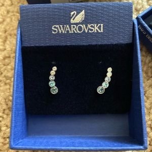 Swarovski earrings, brand new in original package. AUTHENTIC. Shades of blue